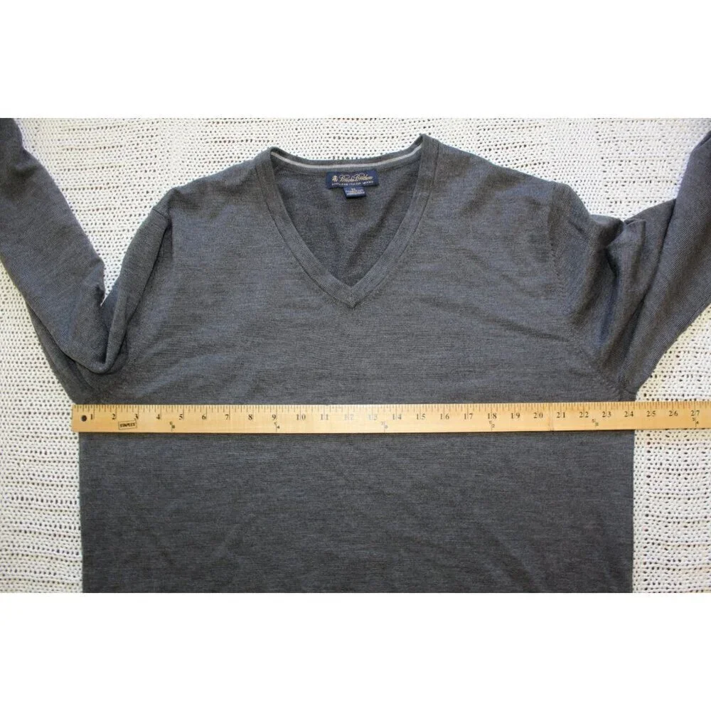 Brooks Brothers Men's Italian Merino Sweater V-Neck Washable Size XL Long Sleeve
